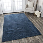Rizzy Home | Tc8576 | Technique Collection | Wool Area Rug | 5' X 8' | Navy Solid