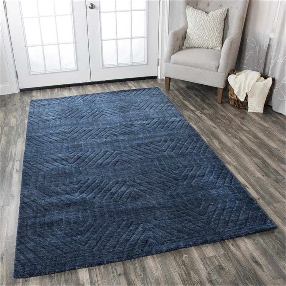 Rizzy Home | Tc8576 | Technique Collection | Wool Area Rug | 5' X 8' | Navy Solid