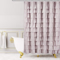 Westweir Ruffle Shower Curtain,84-Inches Extra Long,Blush Pink Ruffled Bath Curtains For Bathroom,Fabric Farmhouse Decor,Soft To