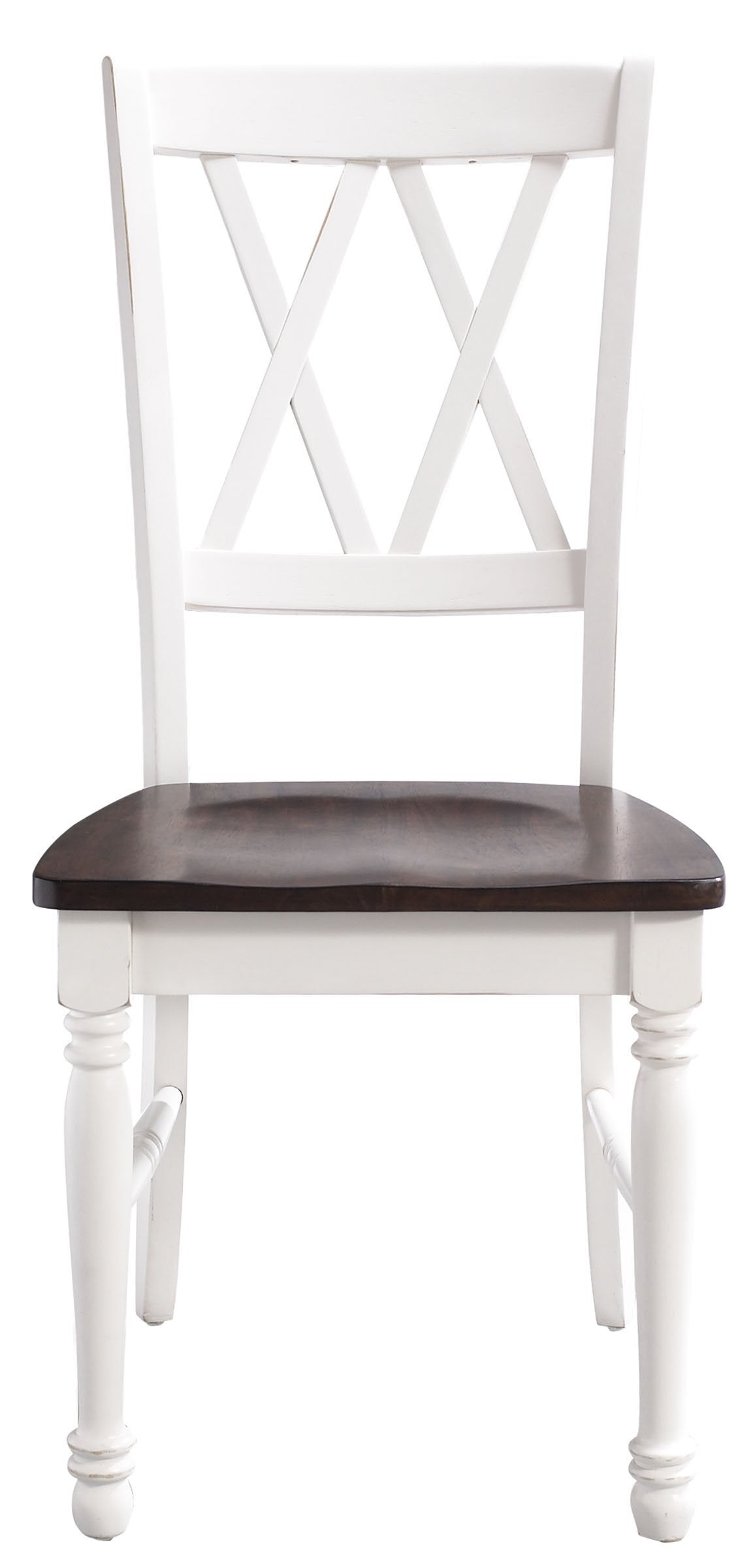 Crosley Furniture Shelby Traditional Wood X-Back Dining Room Chairs Set of 2, Kitchen Chair, Distressed White