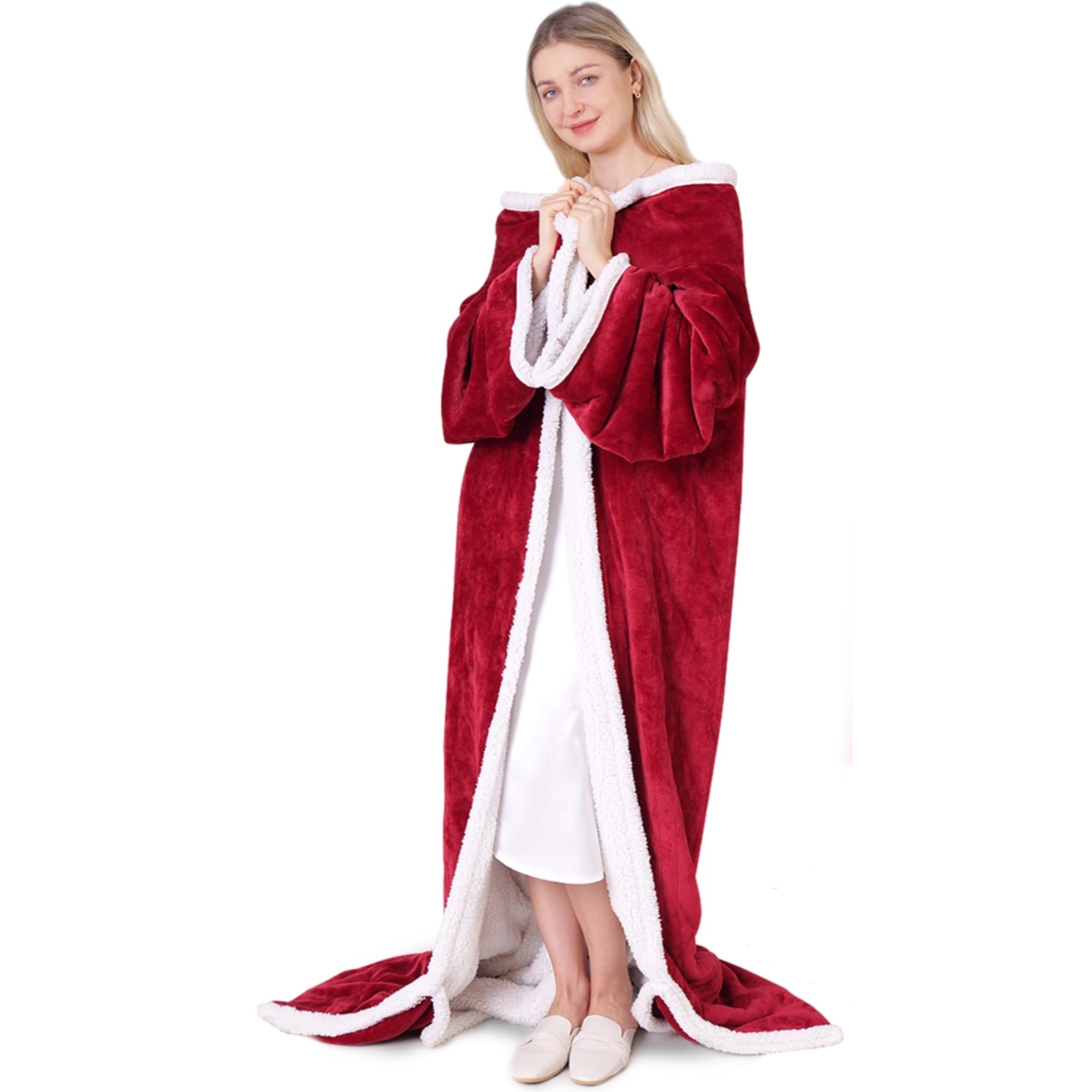 Wearable Heated Blanket With Sleeves, Electric Heated Blanket For Women & Men, Electric Throw Wrap Poncho Shawl With Pockets, 6