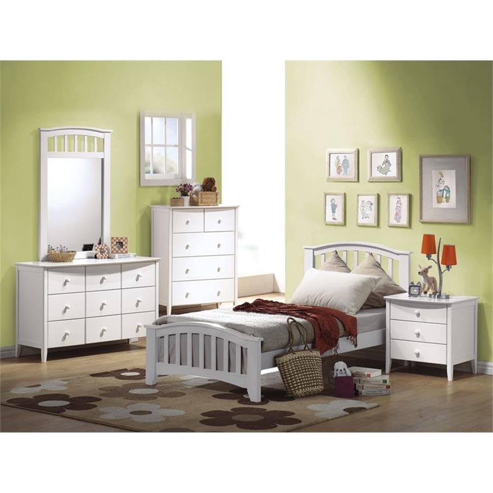 Acme San Marino Twin Wooden Panel Bed in White