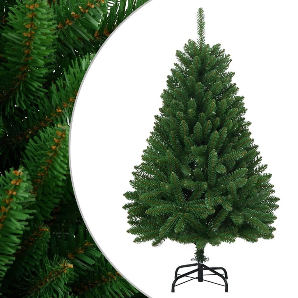 vidaXL Green Artificial Hinged Christmas Tree with Stand - 47.2&quot; Height, Lifelike PVC Tips, Sturdy Metal Stand, Easy Assembly, Reusable Holiday Home Decor.