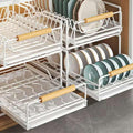Mann Mart SpaceSaving Sliding Dish Drying Rack & Organizer For Kitchen Cabinets  UnderSink Storage Solution For Dishes, Bowls