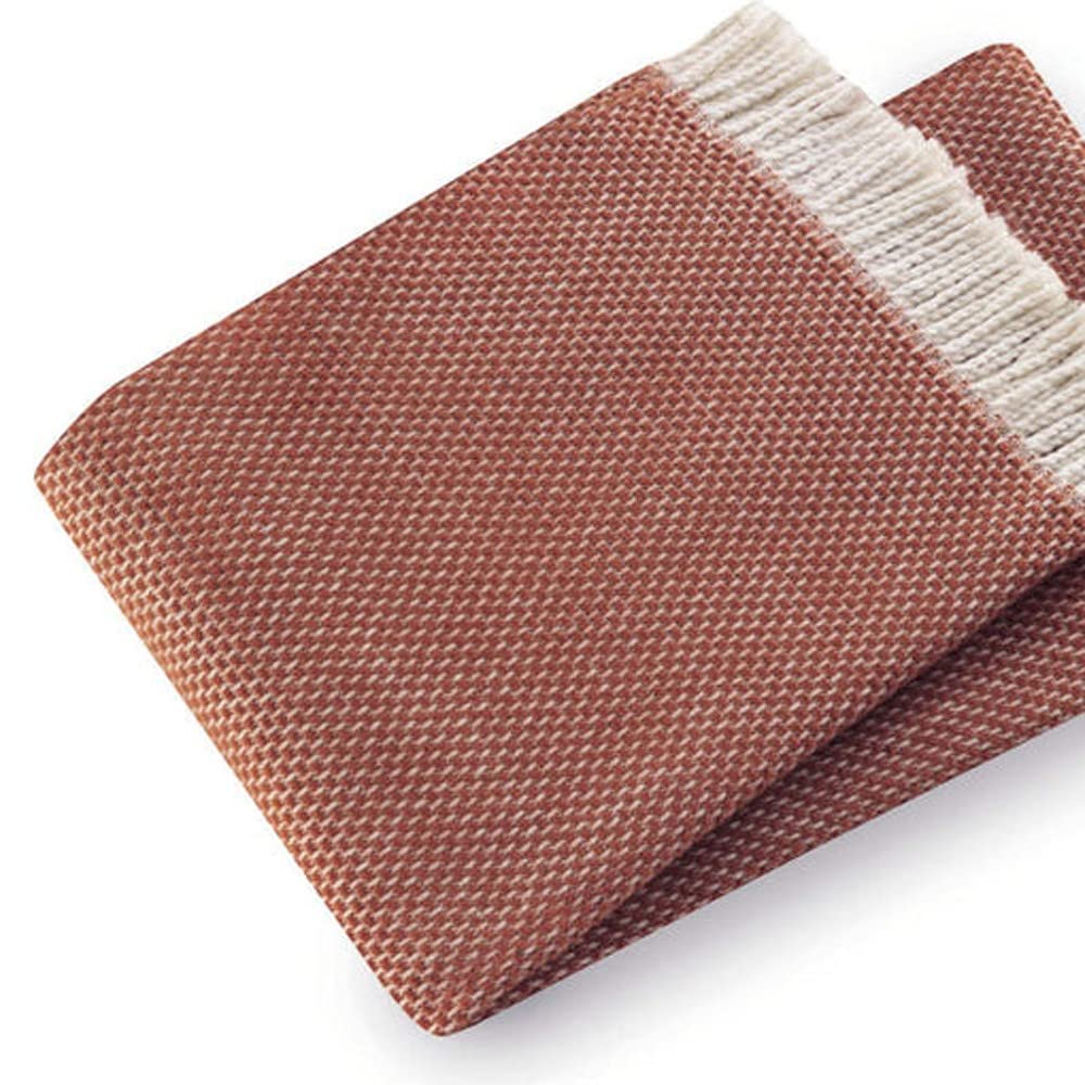 HomeRoots Cotton/Acrylic Soft Terracotta Links Pattern Throw Blanket