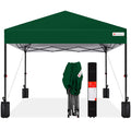 Best Choice Products 8x8ft Pop Up Canopy Tent, Outdoor Shade, 1 Person 1 Minute Set Up, Carry Case, 4 Weight Bags - Forest Green