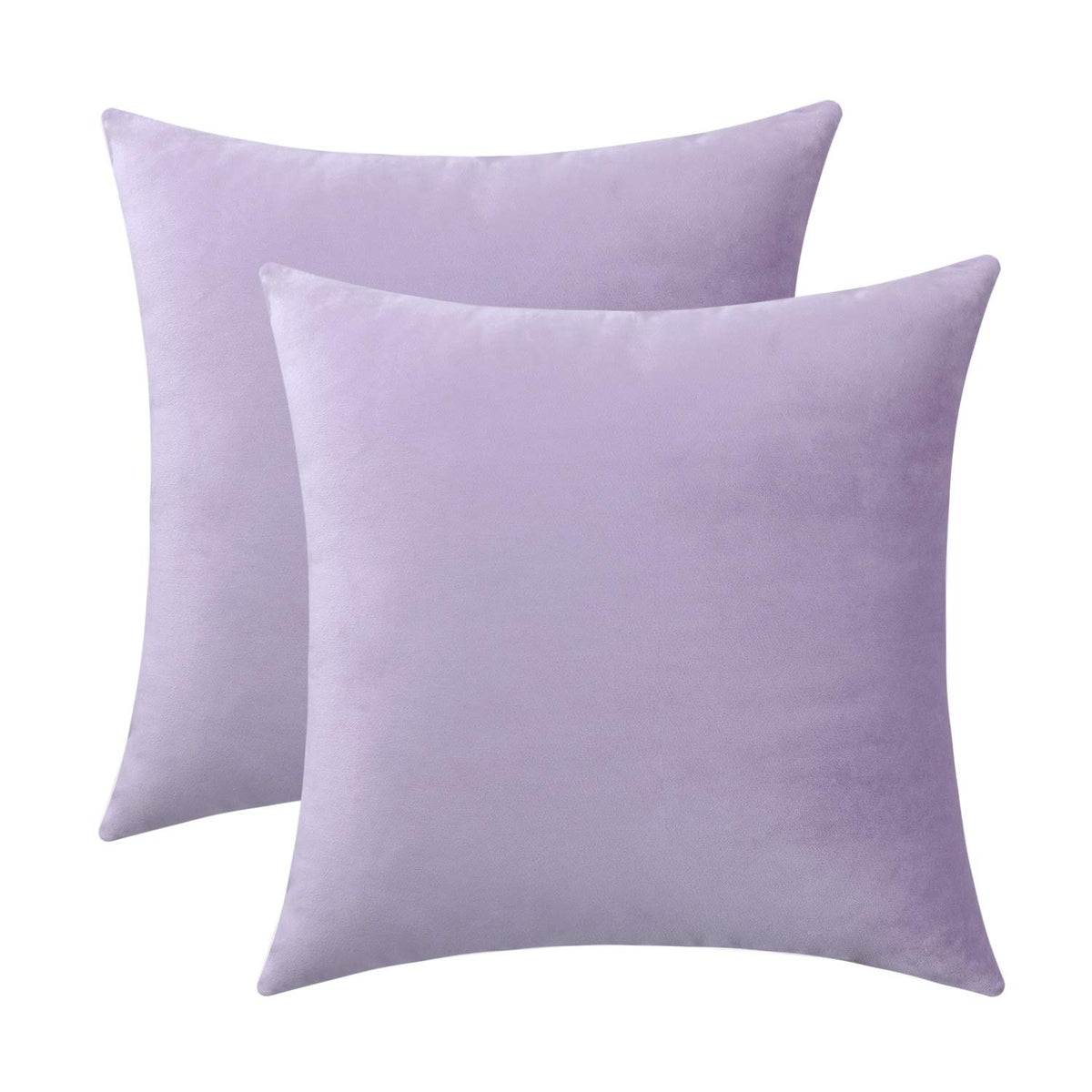 Jeneoo Comfy Soft Thick Velvet Throw Pillow Cases For Sofa Couch, Decorative Solid Square Cushion Covers For Bedroom Car (Lavend