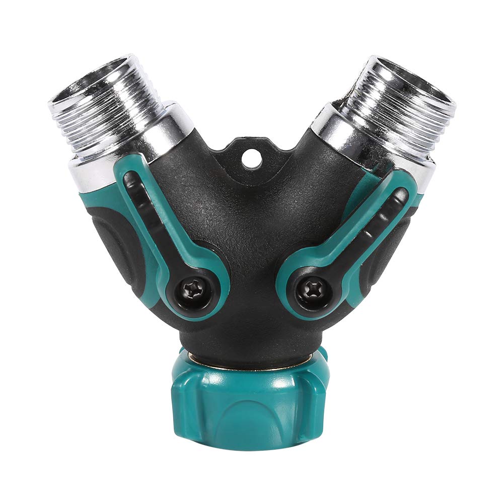 Topincn Hose Splitter, Npt3/4 2 Way Heavy Duty Garden Hose Splitter Y Shape Valve Water Pipe Connector Adapter Garden Irrigation