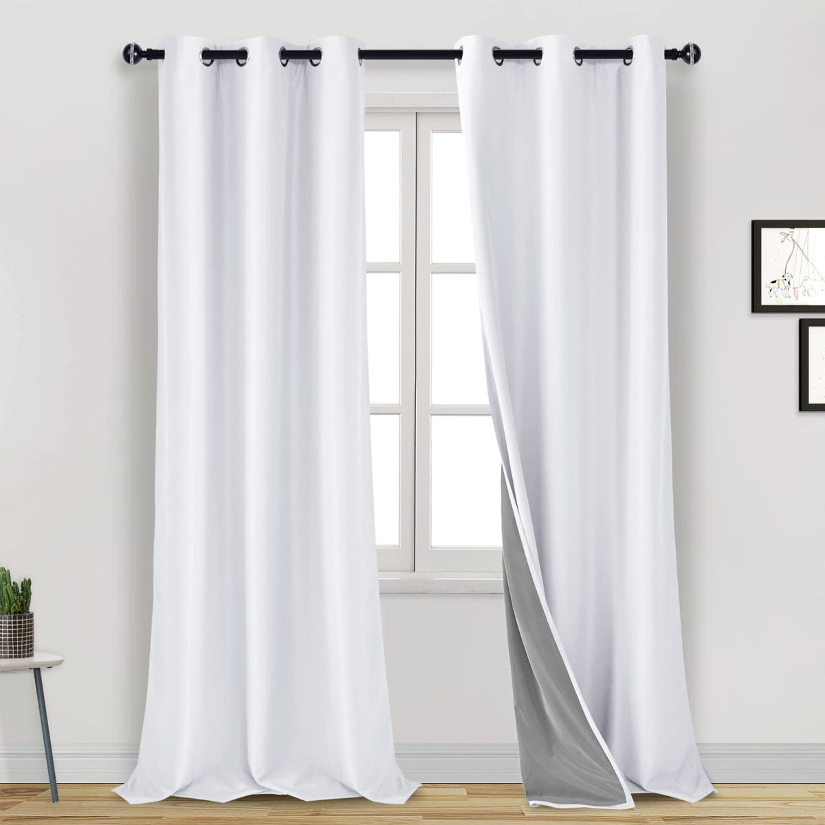 Dwcn 100% Blackout Curtains For Bedroom Thermal Insulated 2 Panels Draperies 95 Inch Length Set Of 2 Panels Grommet Top With Bla