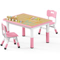 Brelley Kids Table and 2 Chairs Set, Height Adjustable Toddler Desk 31.5 L x 23.6 W and Chair Set, Graffiti Desktop, Classroom/D