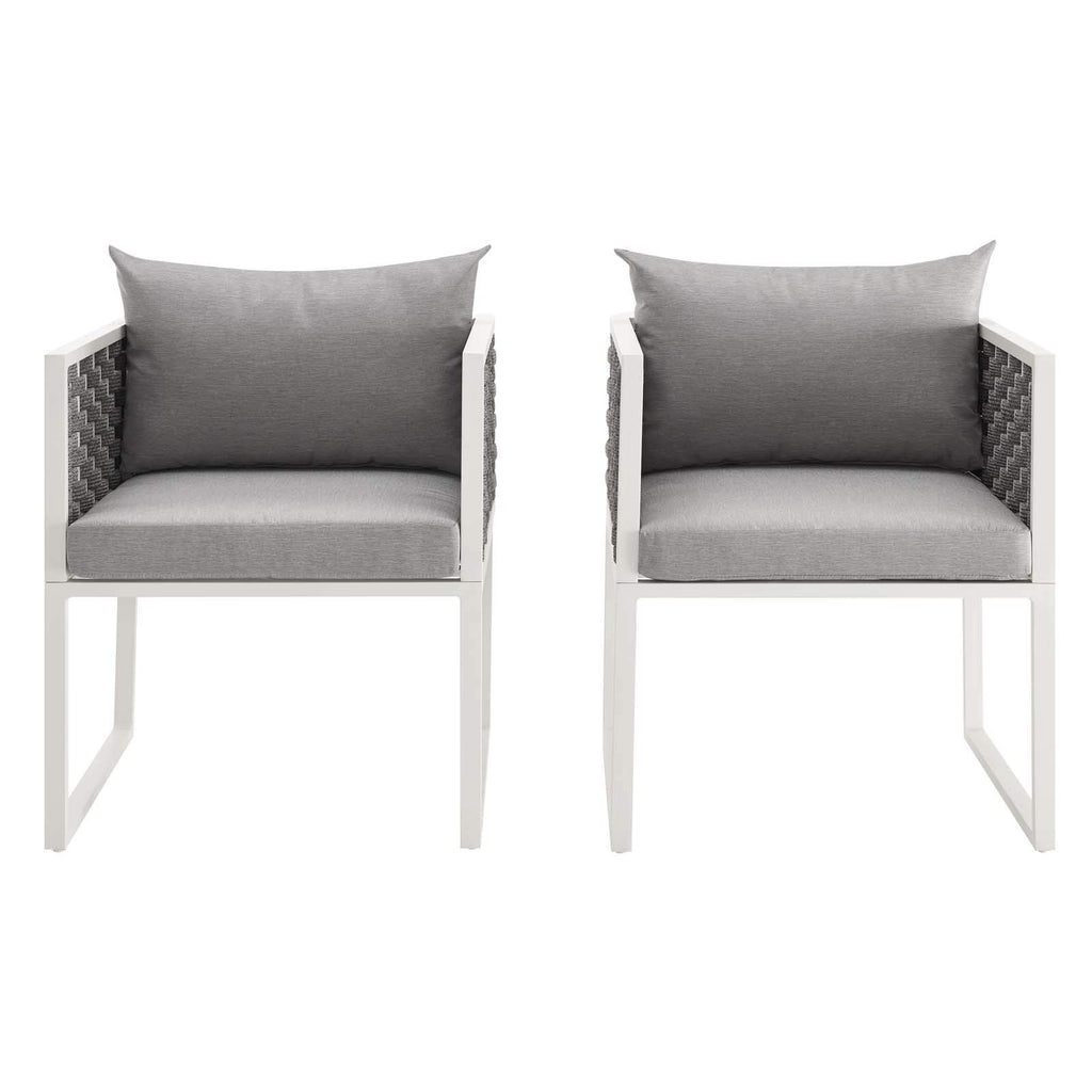 Modway Eei-3183-Whi-Gry-Set Stance Outdoor Patio Aluminum Dining Armchair, Set Of 2, White Gray