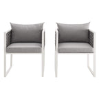 Modway Eei-3183-Whi-Gry-Set Stance Outdoor Patio Aluminum Dining Armchair, Set Of 2, White Gray