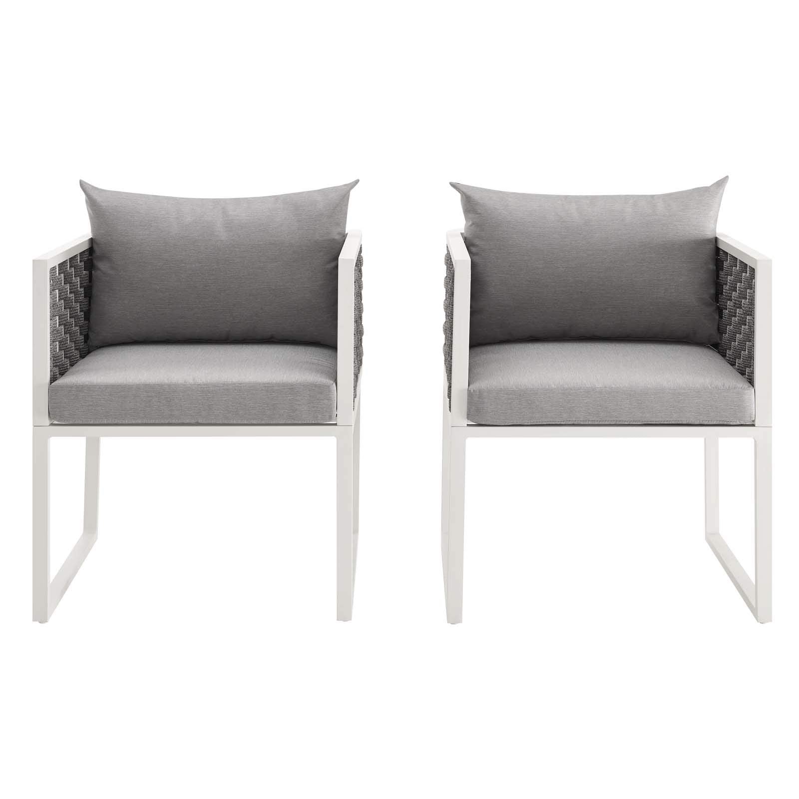 Modway Eei-3183-Whi-Gry-Set Stance Outdoor Patio Aluminum Dining Armchair, Set Of 2, White Gray