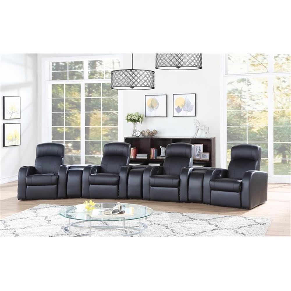 Coaster Cyrus 7-Piece Theater Seating (4R), Black