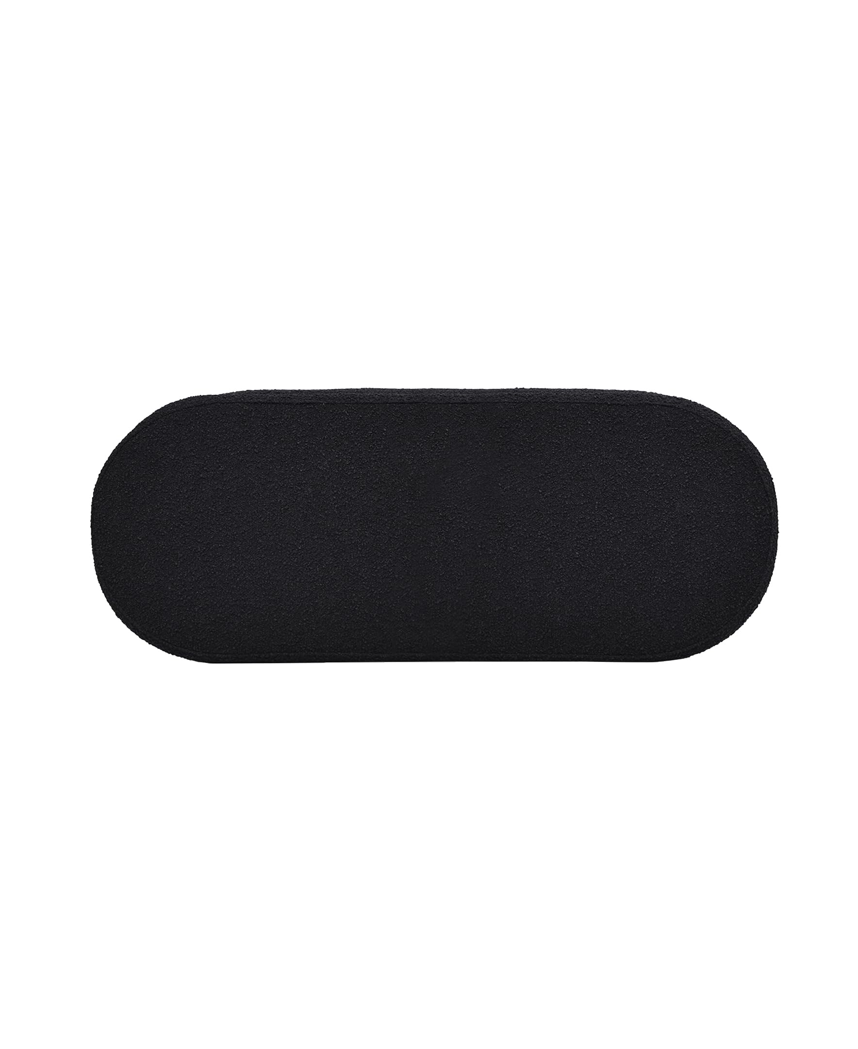 Jennifer Taylor Home Fuji 49" Upholstered Oval Storage Bench, Ebony Black Boucle
