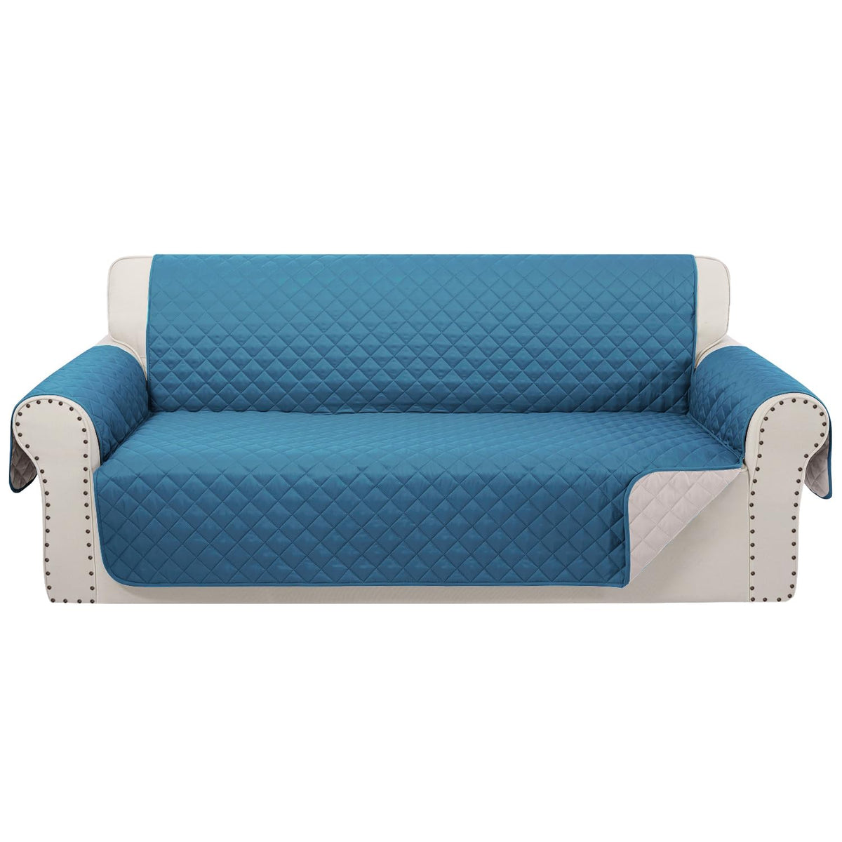 Luxshare Home Reversible Oversized Sofa Covers Couch Cover Furniture Protector For Dogs Elastic Straps Water Resistant(Xlsofa,Bl