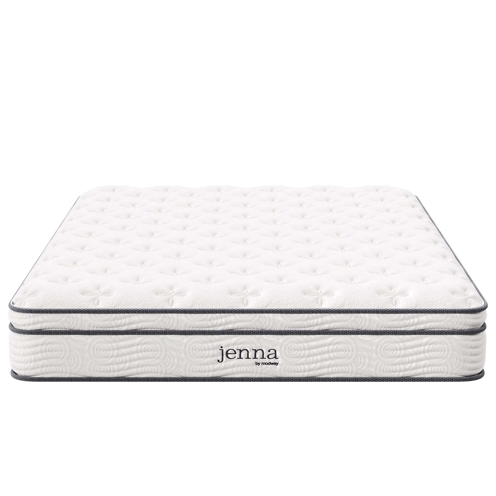Modway Jenna Innerspring and Foam Mattress-10-Year Warranty, Queen, White