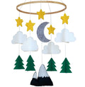 Sorrel + Fern Baby Crib Mobile (Starry Woodland Night, Long Evergreen) - Nursery Decoration Ceiling Mobile and Baby Shower for B