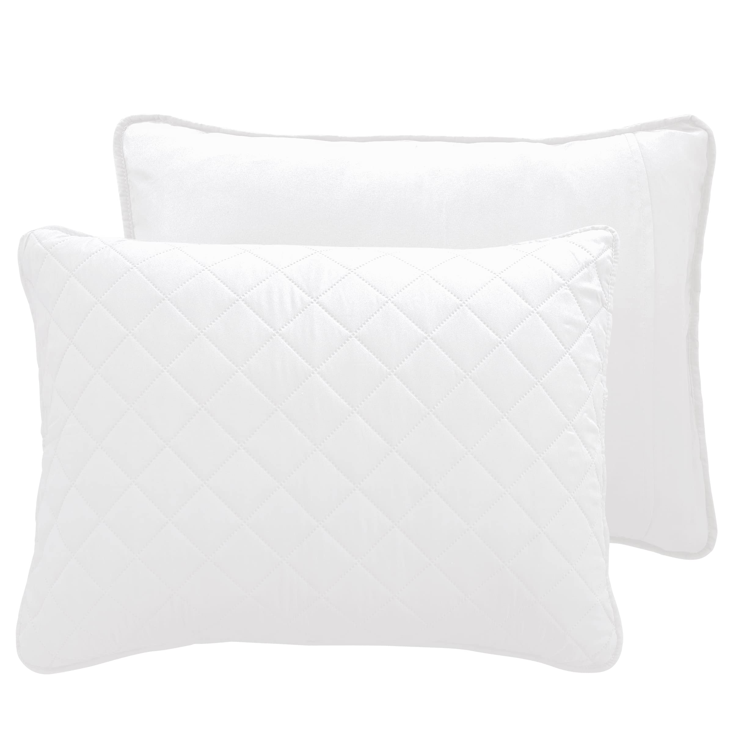 Easy-Going Full/Queen Size Reversible Quilt Set With 1 Quilt And 2 Pillow Shams, Soft Bed Quilt Cover, Water Resistant Lightweight Microfiber Bedspread, Stain Resistant, White/White