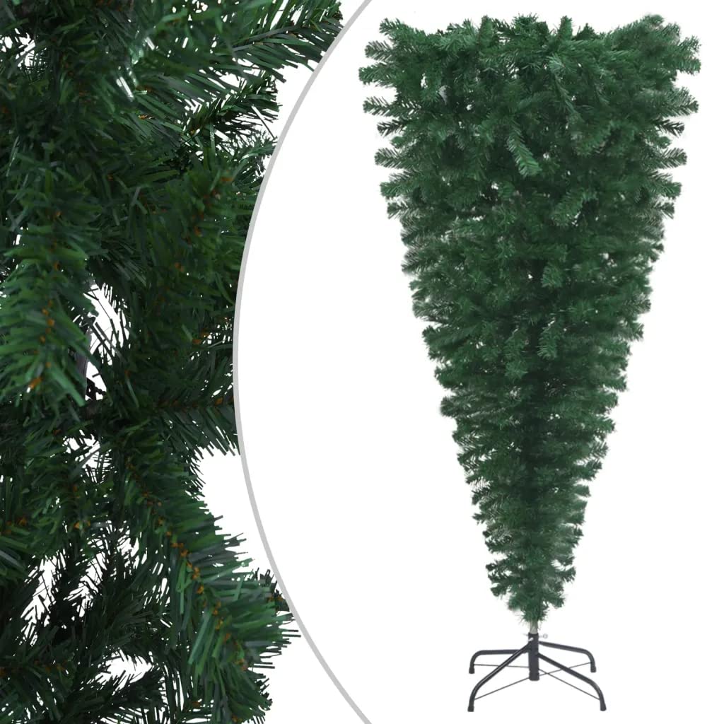 vidaXL Upside-Down Artificial Christmas Tree - Sturdy White Tree with Steel Stand - Unique Modern Design - Easy Assembly 47.2&quot; Tall