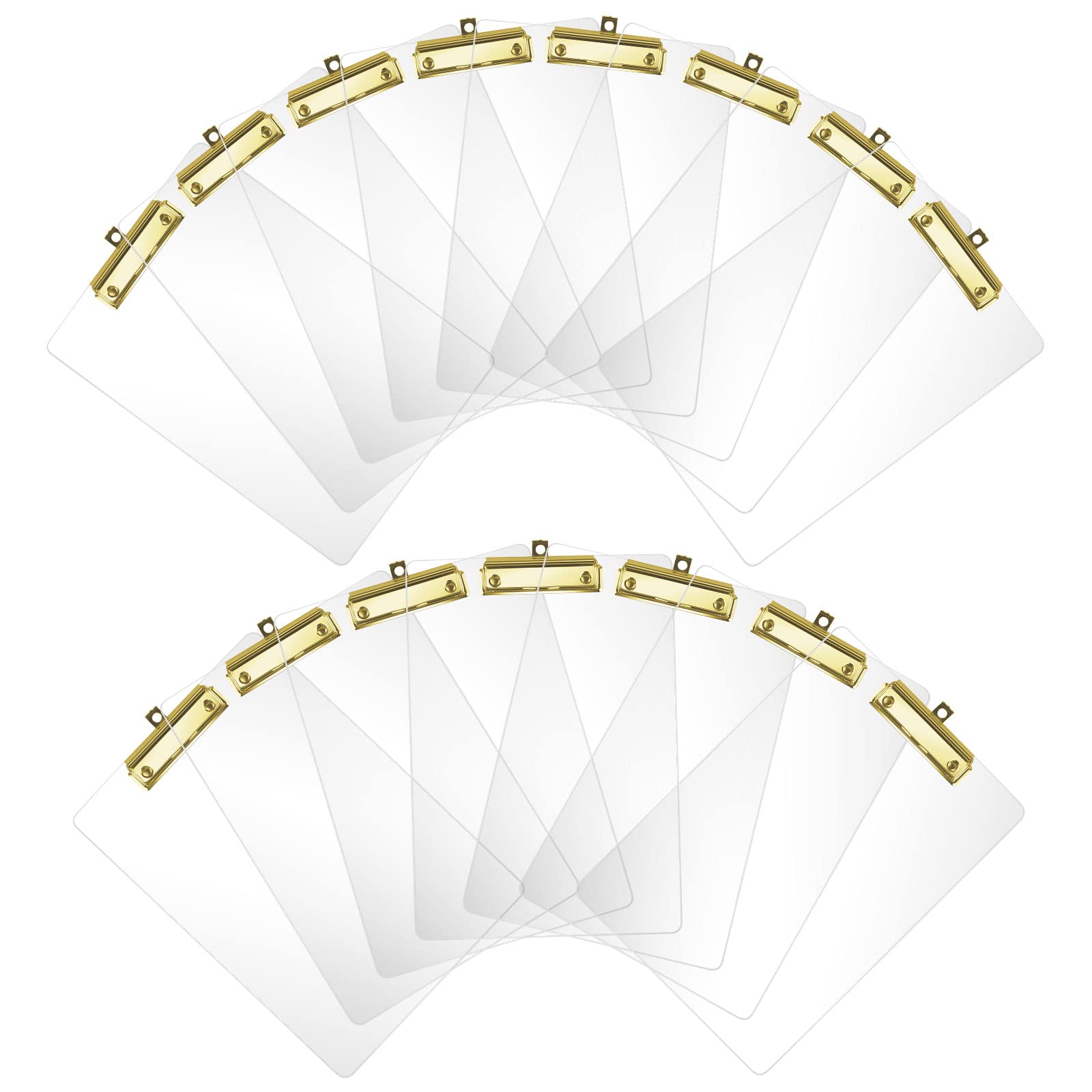 Moocci Thick Acrylic Clear Clipboards Cute Transparent Gold Clipboard With Strong Clip And Hidden Hanging Hole For A4 Paper, Art