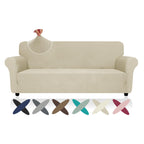 Znsayotx Super Stretch Couch Cover (72'-92'), New Striped Sofa Covers Fitted Slipcovers With Elastic Bottom, Dog Cat Pets Proof Spandex Fabric Comfortable & Durable (Khaki, Sofa)