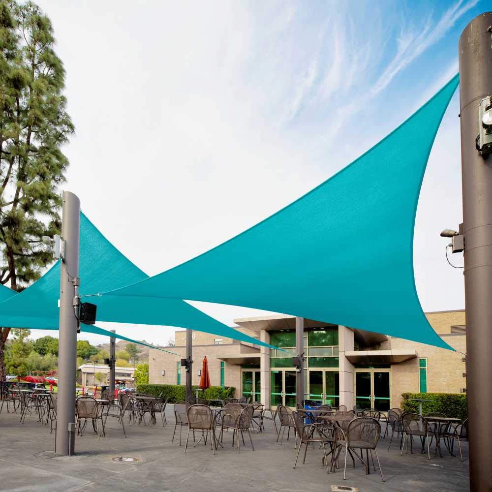 Royal Shade 18' X 18' X 18' Turquoise Triangle Sun Shade Sail Canopy Outdoor Patio Fabric Screen Awning Rtapt18 - Upf50+ 95% Uv