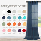 Koufall Sheer Curtains 90 Inches Long,Grommet 90 Inch Curtains Length 2 Panels Set,Navy Blue