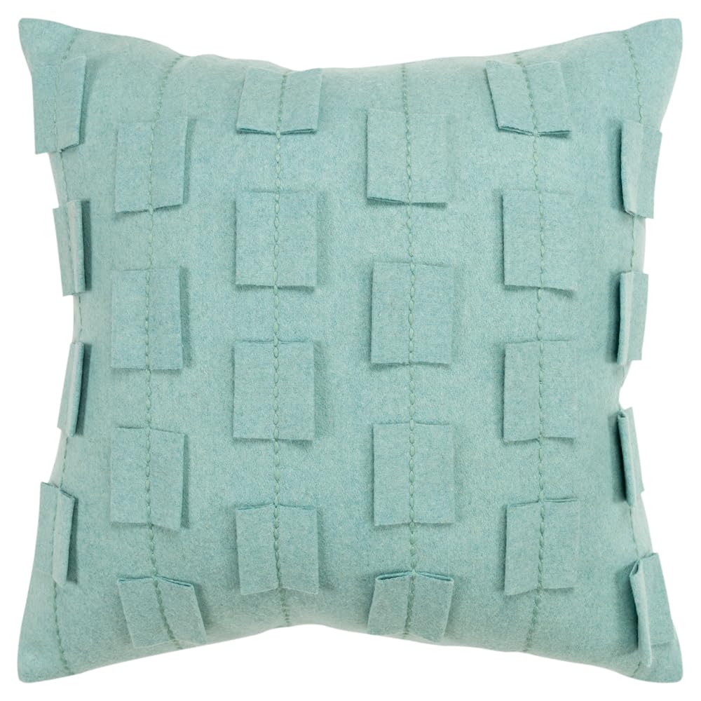 Donny Osmond Stripe 20&quot; X 20&quot; Down Filled Pillow With Wool Felt Cover-Aqua