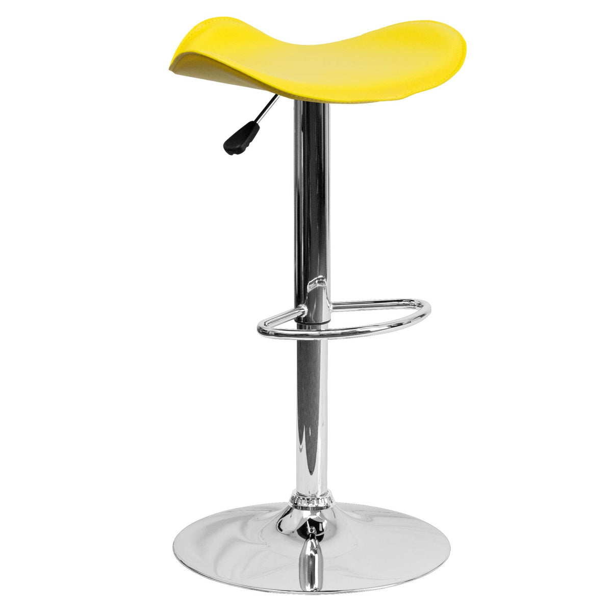 Flash Furniture Contemporary Yellow Vinyl Adjustable Height Barstool With Chrome Base