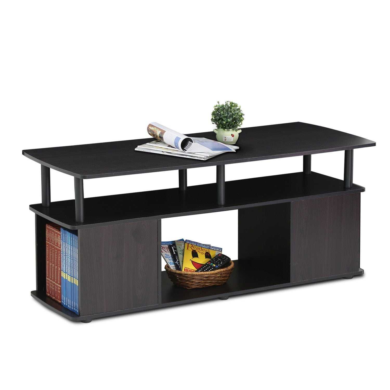 Furinno Jaya Tv Stand For Tvs Up To 50 Inch With Open Storage, Blackwood