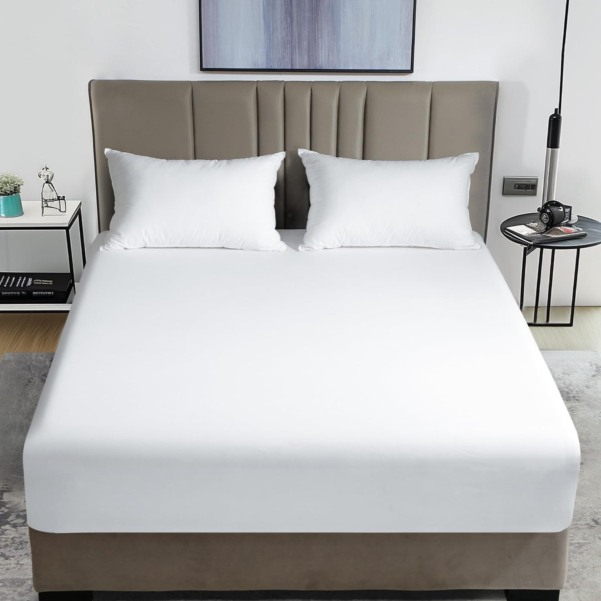 David'S Home Summer Cooling Fitted Sheet Queen Size, 100% Rayon Derived From Bamboo, 16' Deep Pocket 2.5Cm Wider Elastic, Luxur