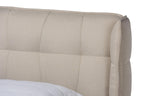 Baxton Studio Gretchen Modern and Contemporary Light Beige Fabric Upholstered and Walnut Brown Finished Wood Queen Size Platform Wingback Bed
