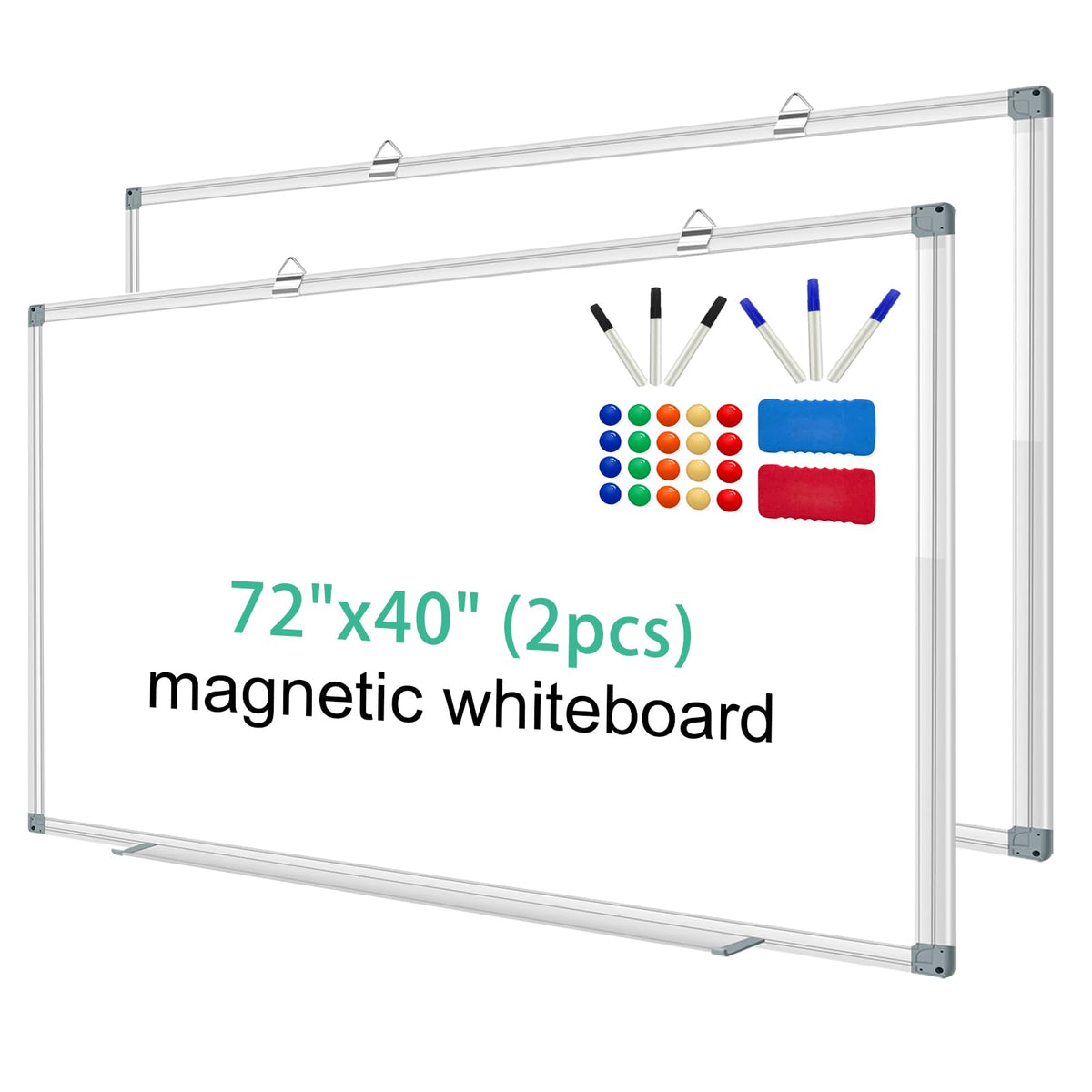 H-Qprobd Whiteboard Dry Erase White Board For Wall 72X40 (2Pcs) Magnetic Boards For Office Classroom & Home, Large Wall Whiteboa