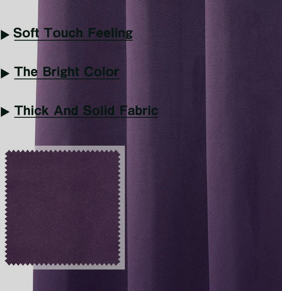 Mysky Home Blackout Curtain For Bedroom, Grommet Room Darkening Curtain, Amazing Triple Weave Thermal Insulated Curtain, 1 Curtain Panel, 42 X 54 Inch, Purple