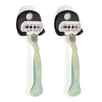 kwmobile 2x Razor Holder with Suction Cup - Self-Adhesive Shaver Wall Mount - Bathroom Organizer for Glass and Tiles - Black