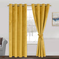 Jiuzhen Yellow Velvet Curtains 72 Inches Blackout Curtains For Living Room - Privacy Protect Room Darkening Grommet Thick Velvet