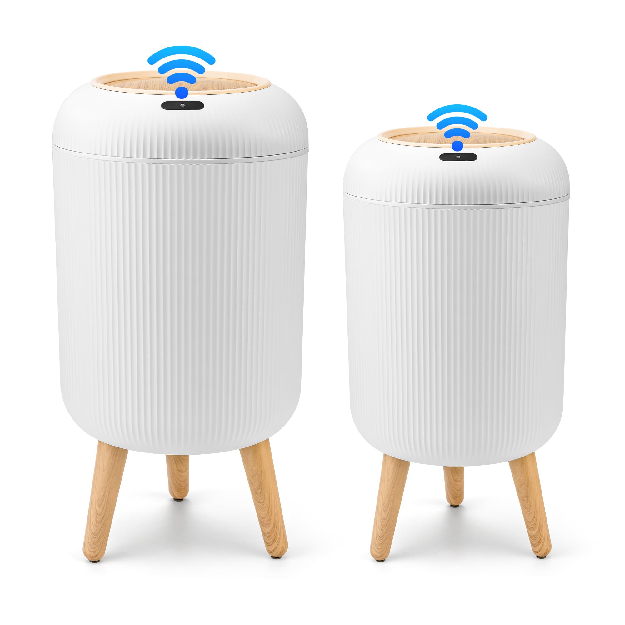 Pukomc 2 Pack Automatic Trash Can 12L /3 Gallon and 10L /2.64 Gallon Bathroom Trash Bin with Lid Touchless Small Smart Motion Se
