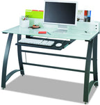 Safco Products 1938TG Xpressions 47" Computer Glass Top Workstation (Optional Keyboard Tray 1940BL Sold Separately), Tempered Glass/Black Frame