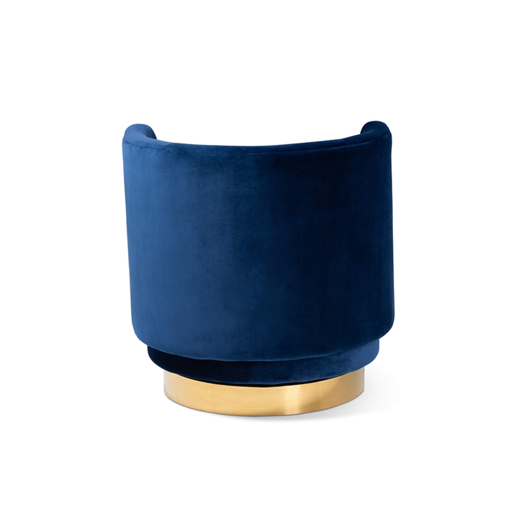 Baxton Studio Saffi Glam and Luxe Royal Blue Velvet Fabric Upholstered Gold Finished Swivel Accent Chair