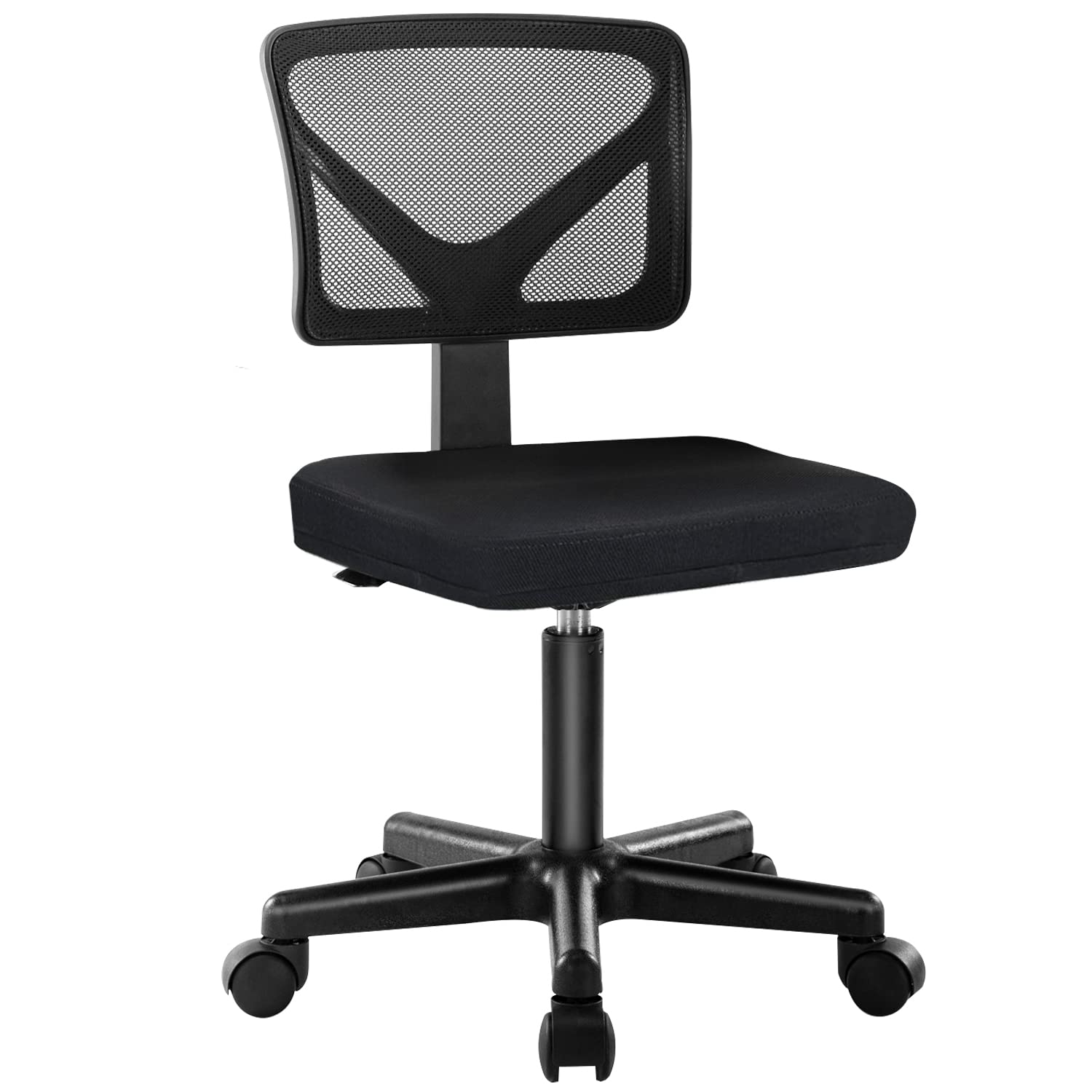 Swivel Computer Office Mesh Desk Chair Armless Small Desk Chair Adjustable Black Computer Task Chair No Armrest Mid Back Home Of