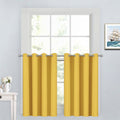 Bedroom Half Window Curtains - Home Decoration Short Drapes Eyelet Top Draperies(Mustard Yellow, 52Wx36L, 2 Panels)
