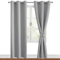 Hiasan Blackout Curtains For Bedroom, 42 X 84 Inches Long - Thermal Insulated & Light Blocking Window Curtains For Living Room, 2 Drape Panels Sewn With Tiebacks, Silver Grey