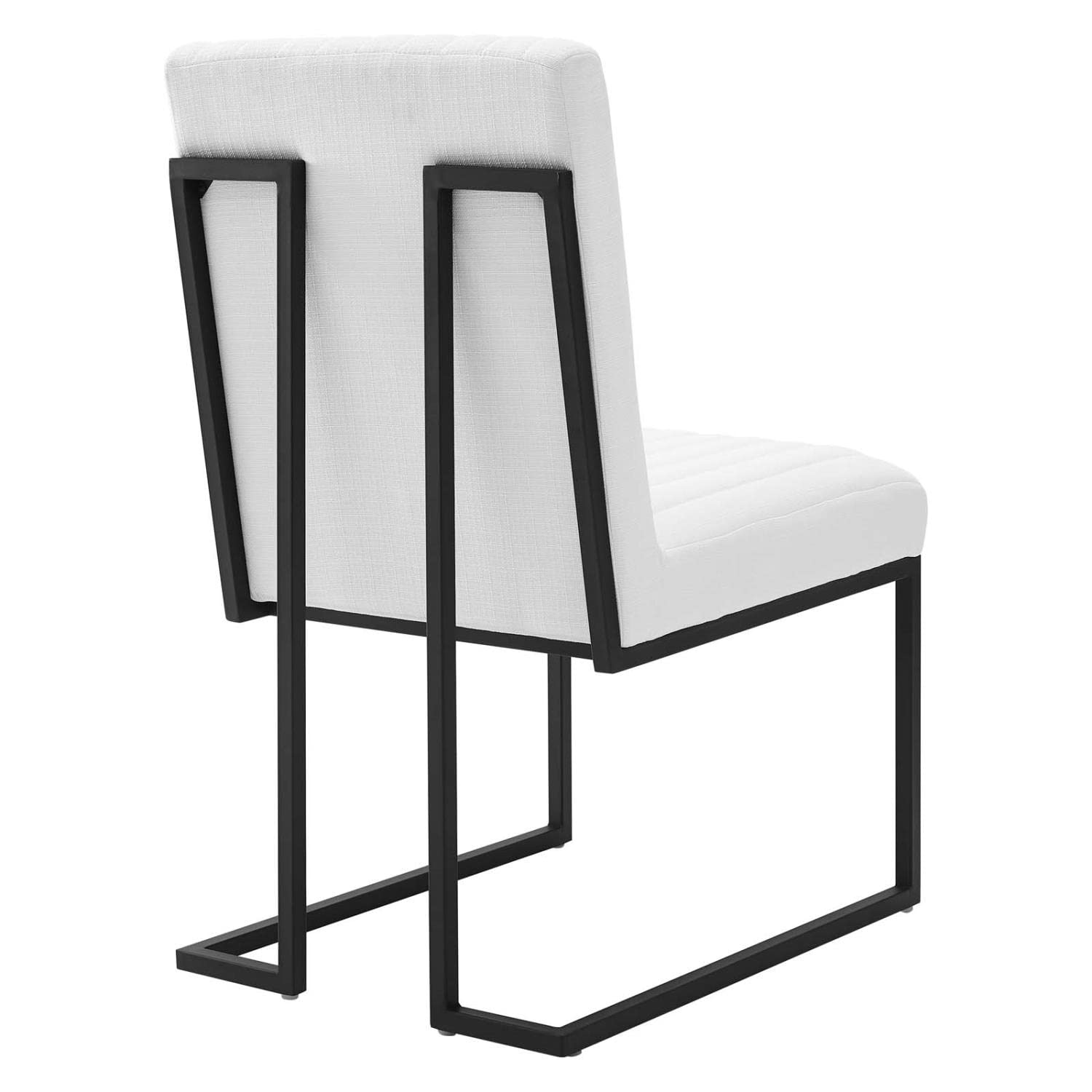 Modway Indulge Channel Tufted Fabric Dining Chair in White