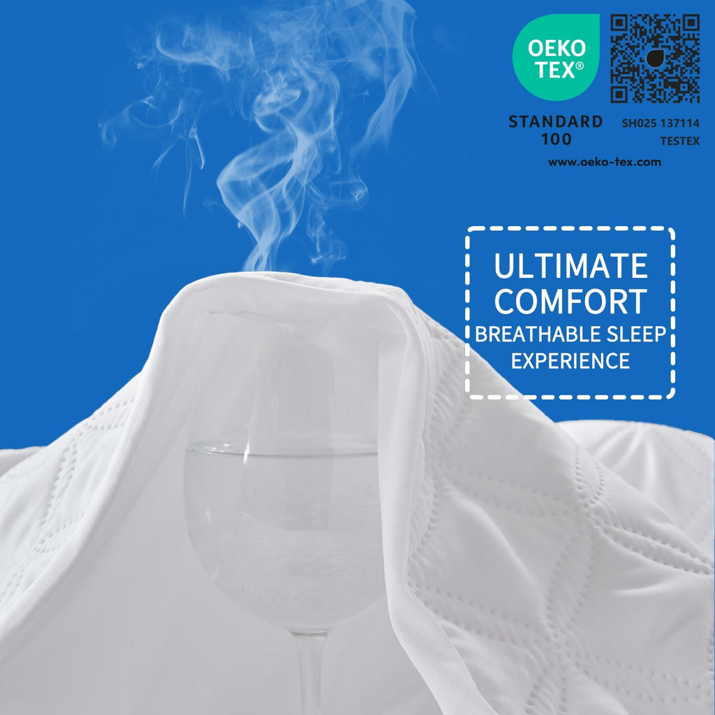 2 Pack Waterproof Mattress Protector, Queen Size Noiseless Mattress Pad With Deep Pocket Fitted Up To 6-18 Inches, Soft Noiseles