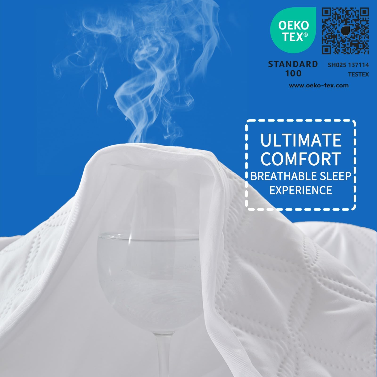 2 Pack Waterproof Mattress Protector, Queen Size Noiseless Mattress Pad With Deep Pocket Fitted Up To 6-18 Inches, Soft Noiseles