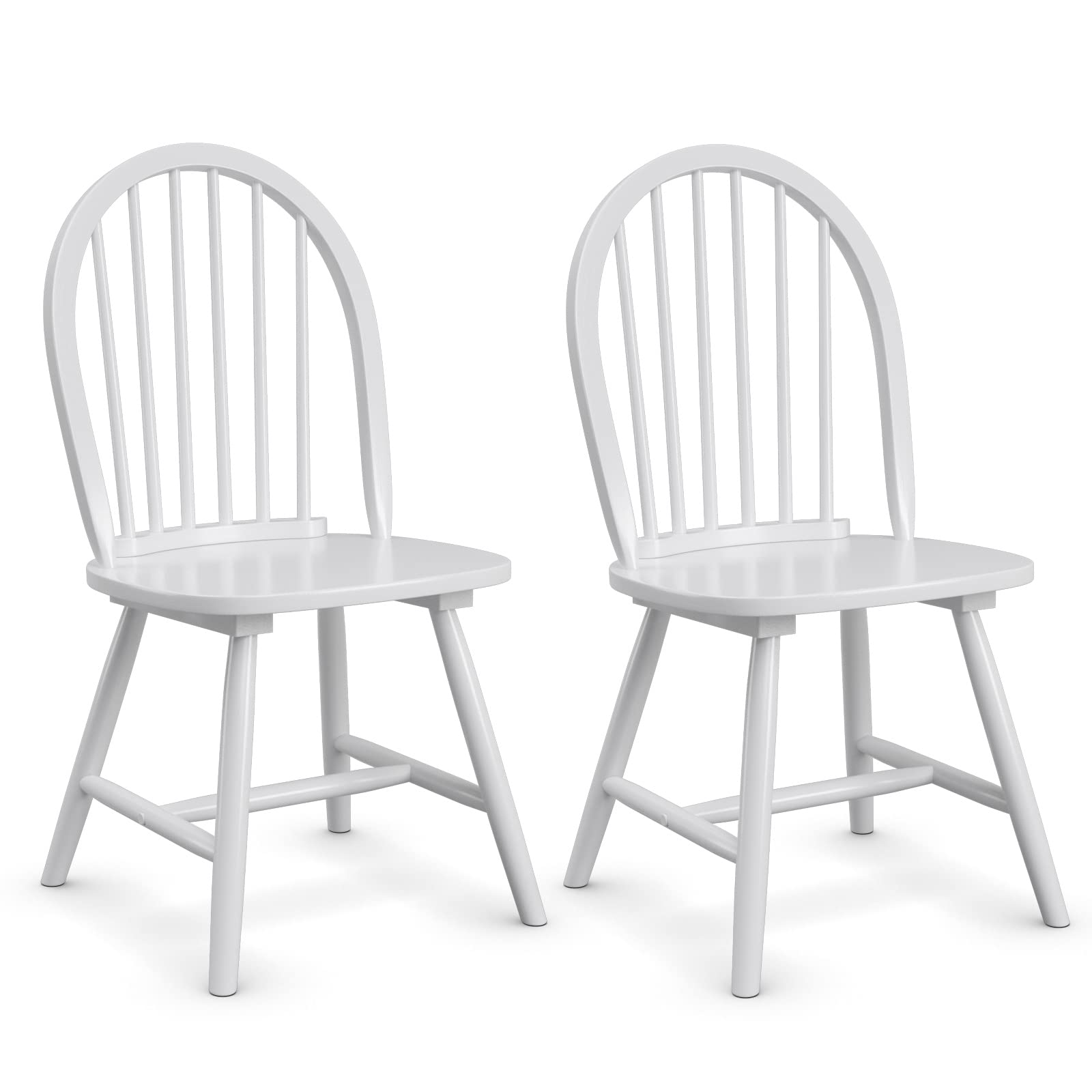 Giantex Set Of 2 Windsor Chairs, Wood Dining Chairs, French Country Armless Spindle Back Dining Chairs, Farmhouse Kitchen Dining