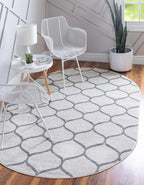 Unique Loom Trellis Frieze Collection Area Rug - Rounded (3' X 5' Oval, Ivory/ Gray)