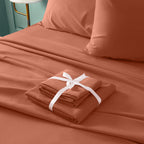Bysure 6 Pieces Bed Sheets Set(Queen, Terracotta) - Hotel Luxury Super Soft 1800 Thread Count 100% Microfiber Sheets With Deep P