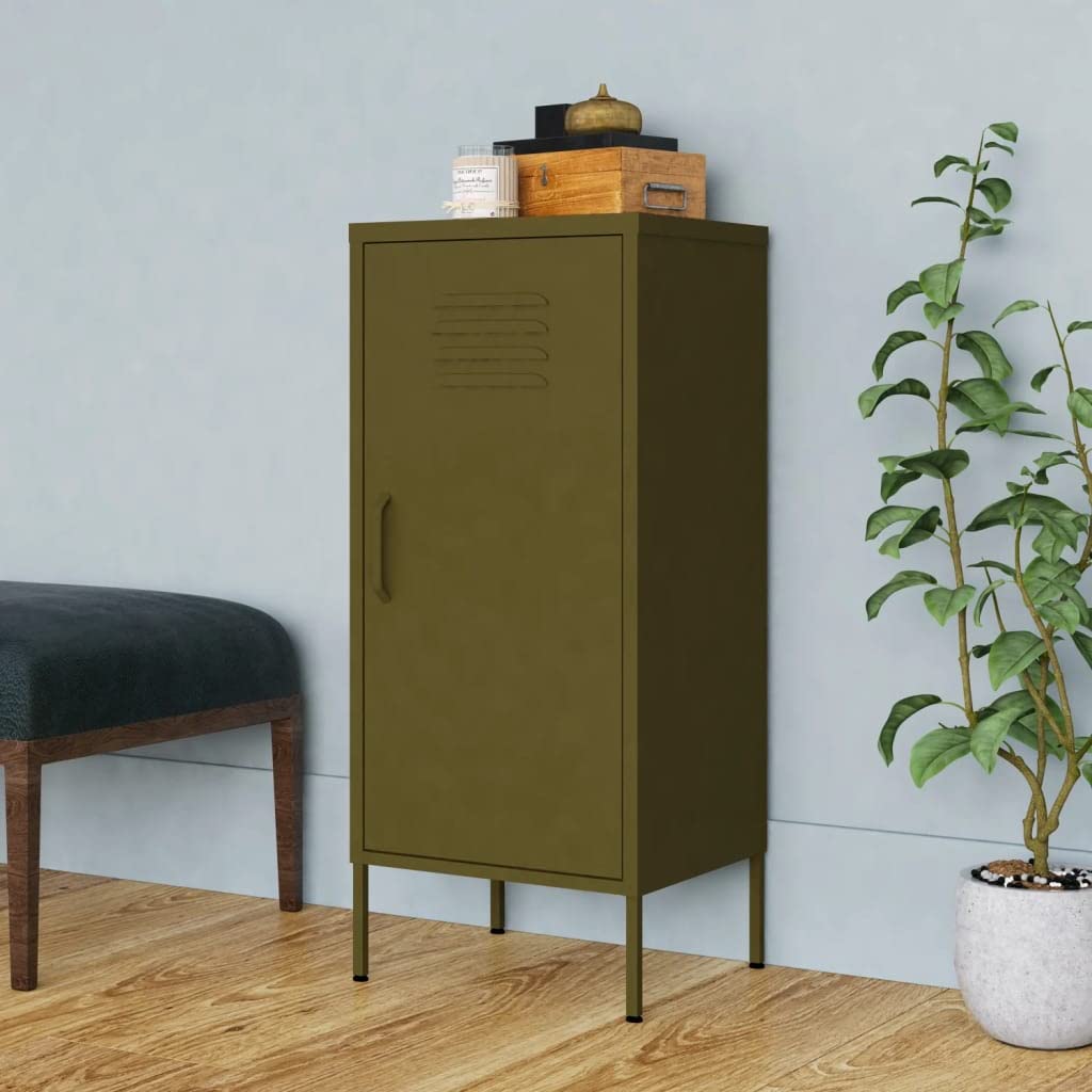 vidaXL Storage Cabinet Olive Green 16.7&quot;x13.8&quot;x40&quot; Steel